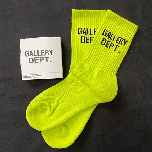 Gallery Dept Black Brand Print Cotton Mid Socks